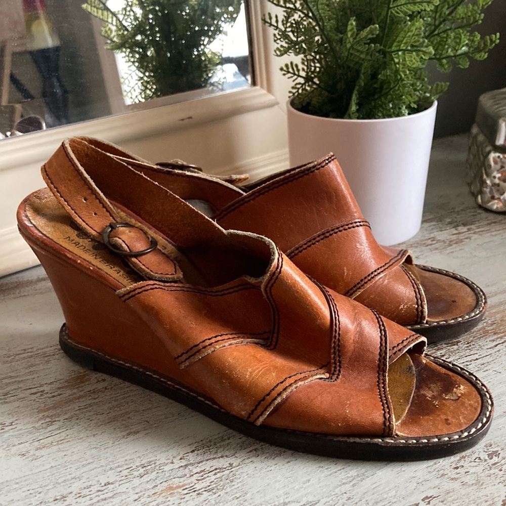 Vintage leather wedges | “Cover Girl” made in Brasil. 7.5